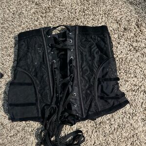 Black Lace-Up Women's Shorts